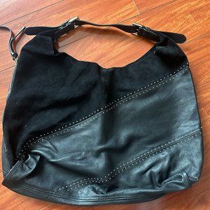 UK Mint Velvet Black Slouch Leather Suede Stud Bag, NEW without tags